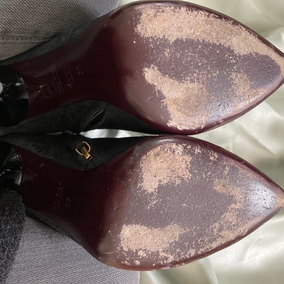 🌟HOST PICK🌟 Gucci Noah Brocade Black Leather Suede Ankle Boots Booties Size 36 - Picture 8 of 16